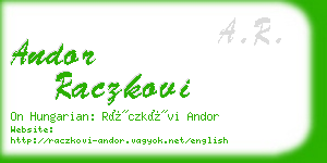 andor raczkovi business card